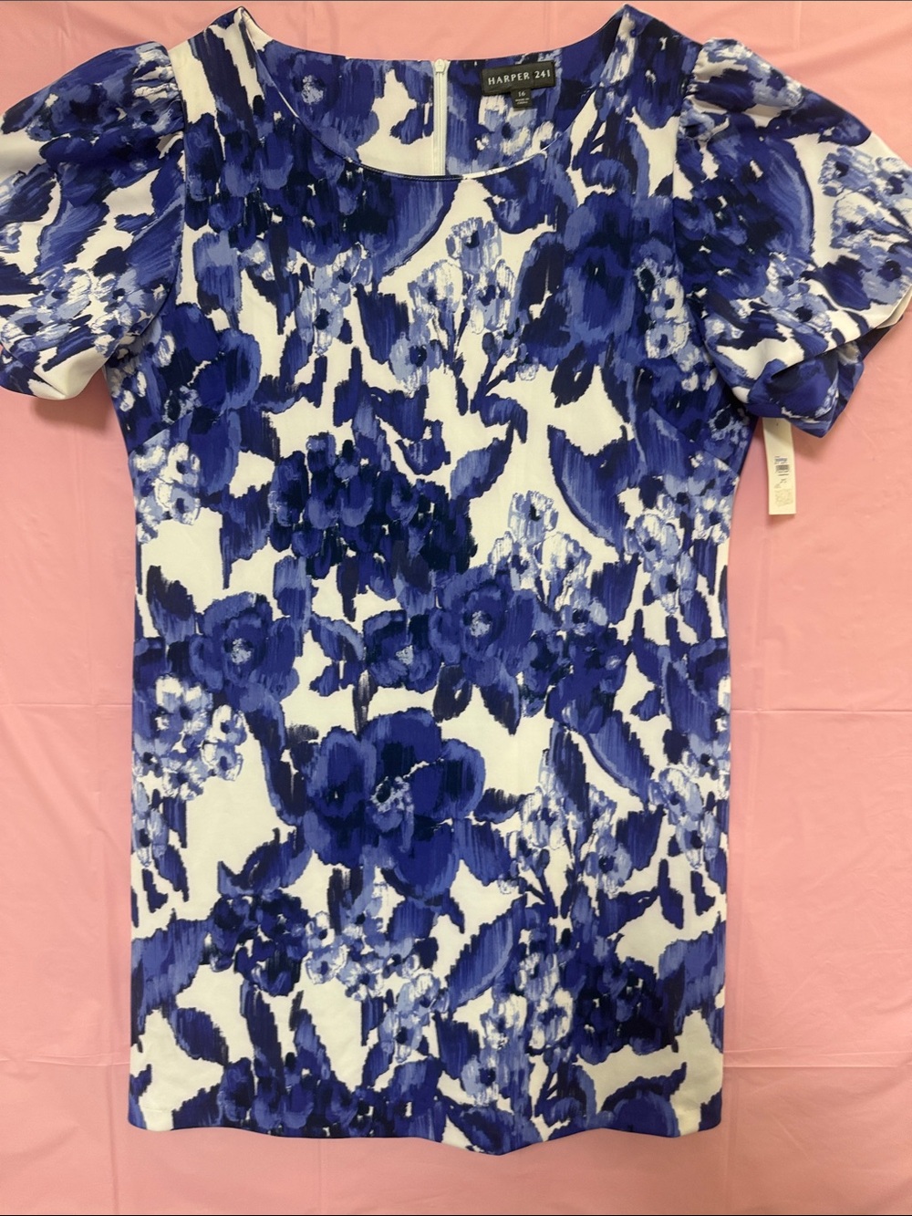 Harper 241 Blue and White Abstract Floral Dress